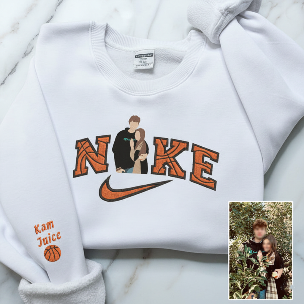Valentine Embroidered Custom Couple Photo Hoodie Sweatshirt T-shirt