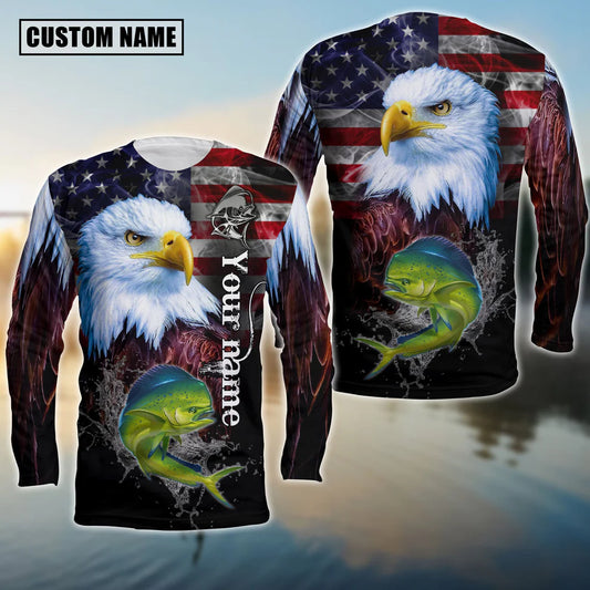 Cowgic Customize Name Fishing Mahi Mahi American Eagle 3D Shirts