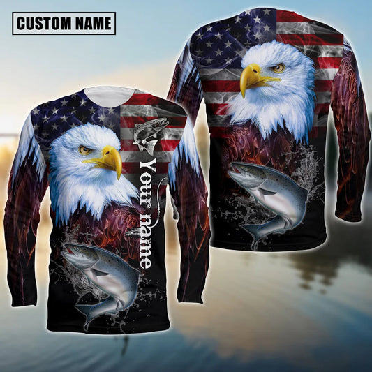 Cowgic Customize Name Fishing Chinook American Eagle 3D Shirts