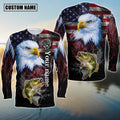Cowgic Customize Name Fishing Bass American Eagle 3D Shirts