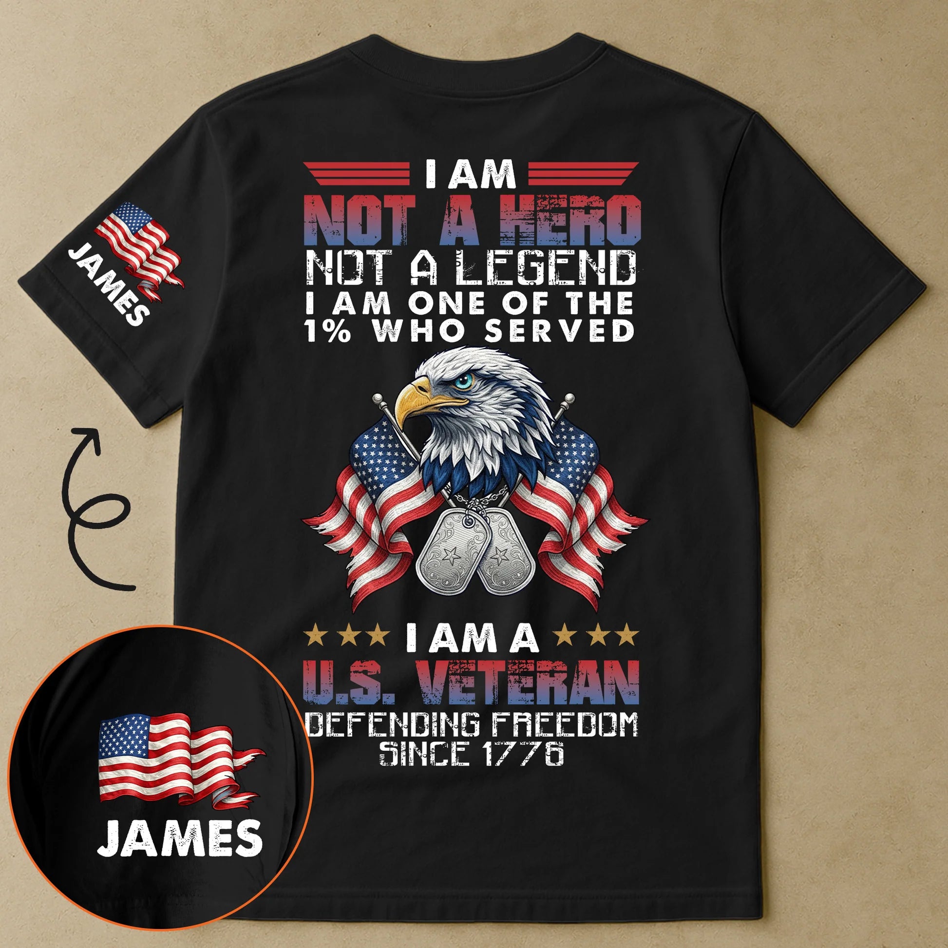 Cowgic I Am A U.S. Veteran Defending Freedom Since 1776 - Personalized Back Printed Shirt