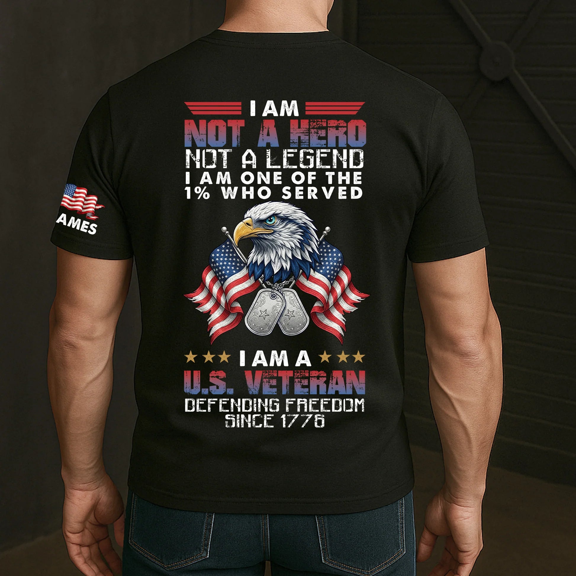 Cowgic I Am A U.S. Veteran Defending Freedom Since 1776 - Personalized Back Printed Shirt