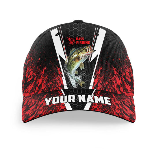 Cowgic Custom Name Red Largemouth Bass Classic Cap V3