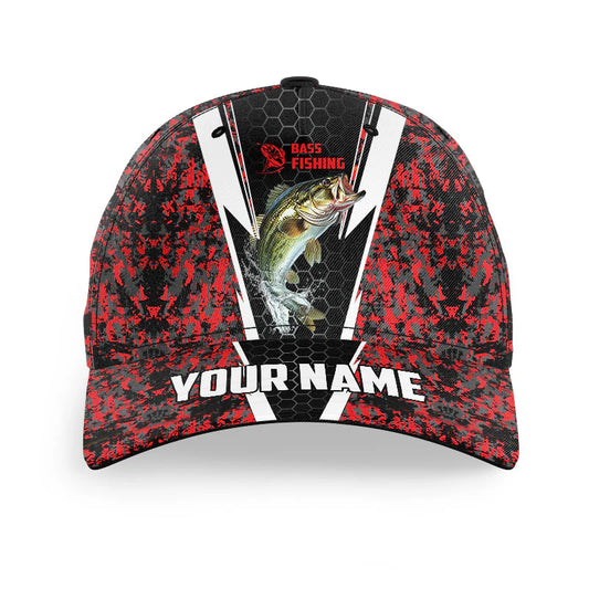 Cowgic Custom Name Red Largemouth Bass Classic Cap V2