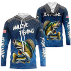 Cowgic Personalized Blue Camo Walleye Fishing Tournament Shirts