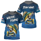 Cowgic Personalized Blue Camo Walleye Fishing Tournament Shirts