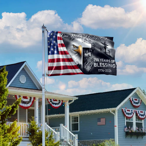 Cowgic 250 Years Of Blessing America Flag, One Nation Under God Grommet Flag