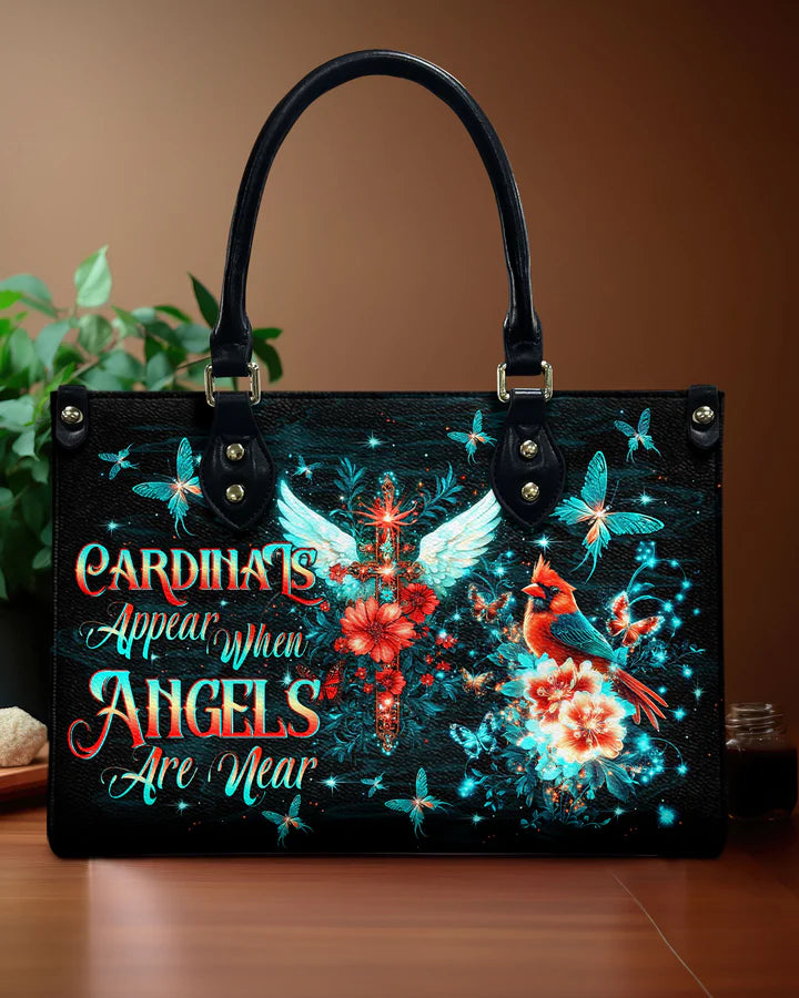 Cowgic Cardinals Appear When Angels Are Near Leather Handbag
