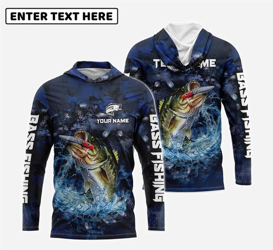 Cowgic Bass Fishing Fishing Dark Blue Camouflage Custom Name & Team Name 3D