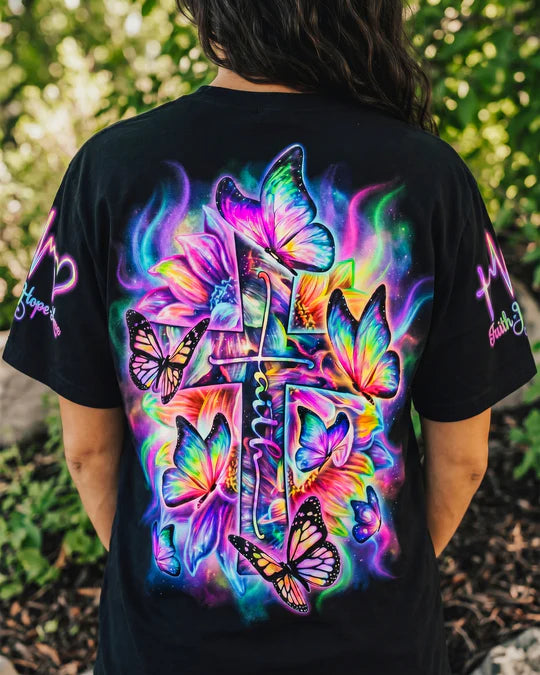 Cowgic Faith Hope Love Neon Butterfly Cross Women's All Over Print