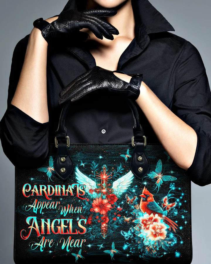 Cowgic Cardinals Appear When Angels Are Near Leather Handbag
