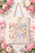 Cowgic Floral Knitted "Mom Is Love" Cotton Tote Bag