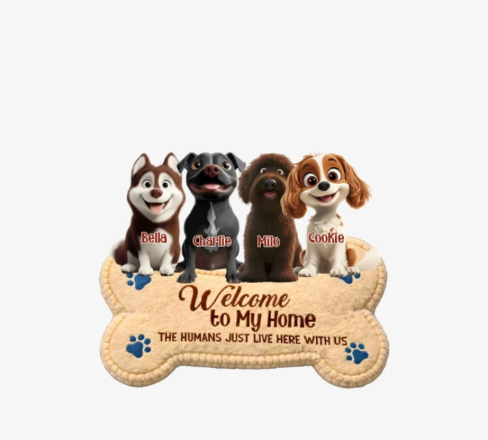 The Humans Live With Lovely Dogs - Personalized Custom Doormat