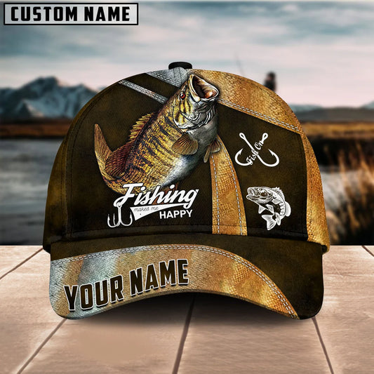 Cowgic Custom Name Smallmouth Bass Fishing Red 3D Classic Cap
