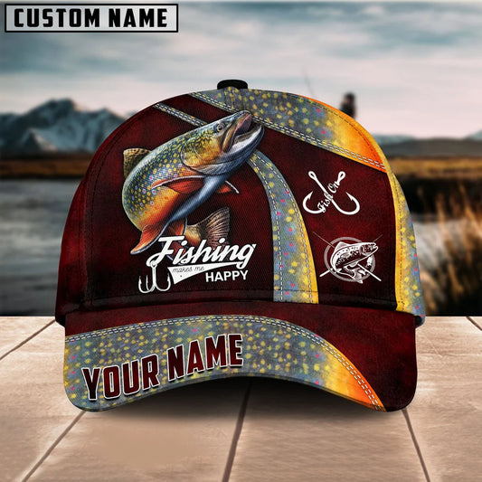 Cowgic Custom Name Trout Fishing Red 3D Classic Cap