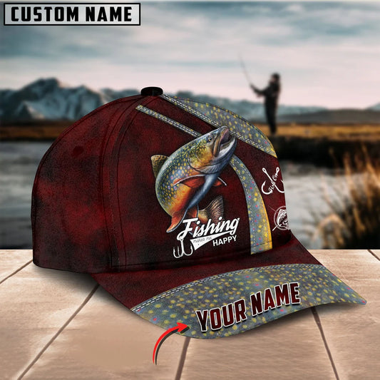 Cowgic Custom Name Trout Fishing Red 3D Classic Cap
