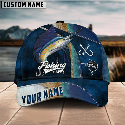 Cowgic Custom Name Marlin Fishing 3D Classic Cap