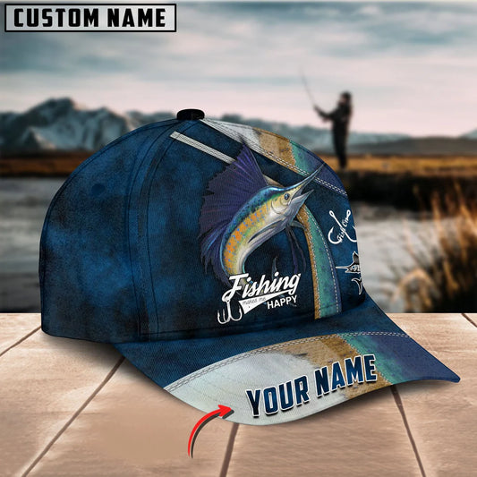 Cowgic Custom Name Marlin Fishing 3D Classic Cap