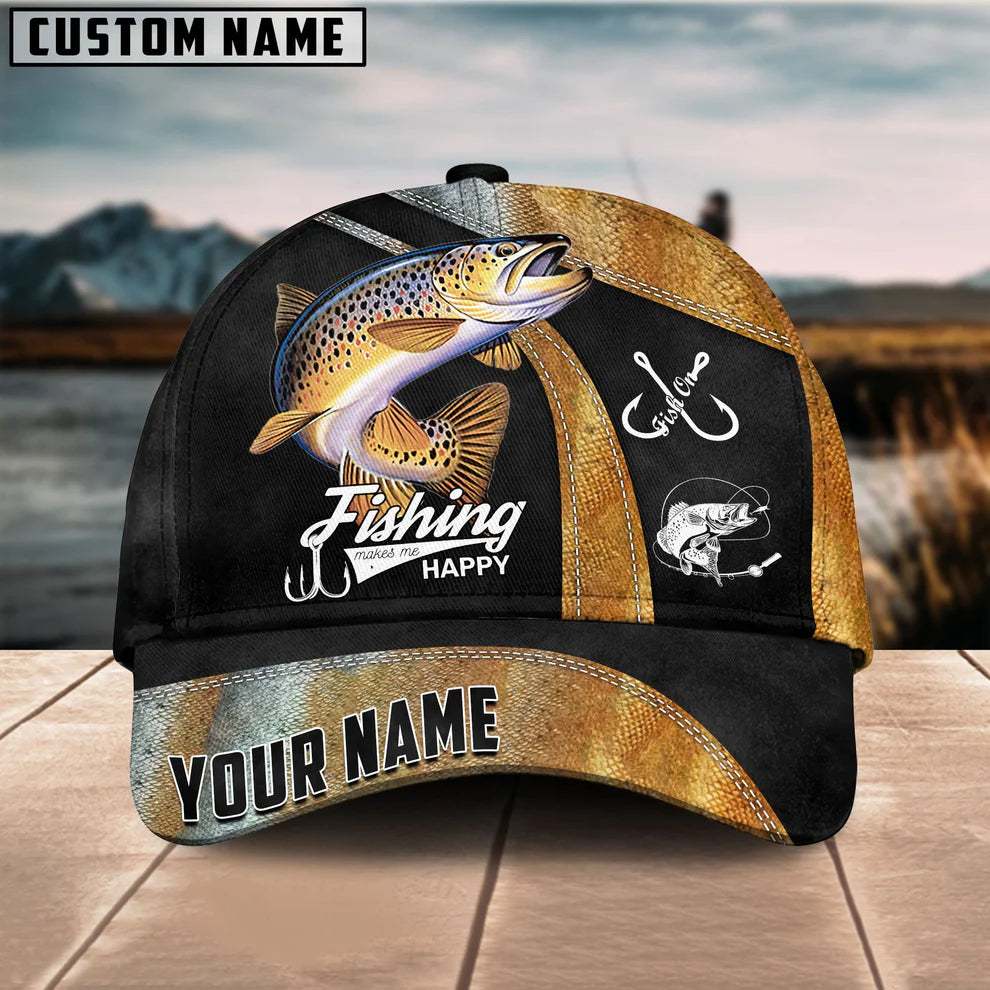 Cowgic Custom Name Trout Fishing 3D Classic Cap