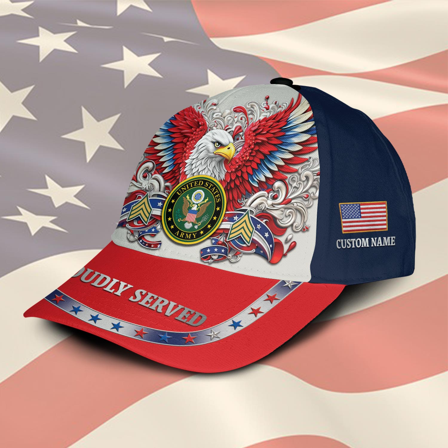 Cowgic Veterans U.S. Army Red Custom Printed Cap