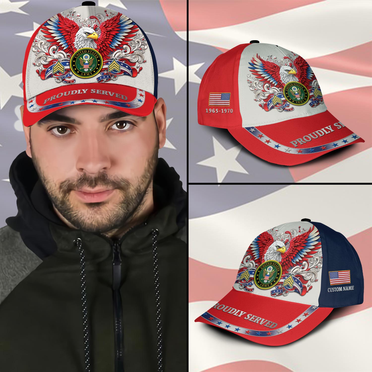 Cowgic Veterans U.S. Army Red Custom Printed Cap