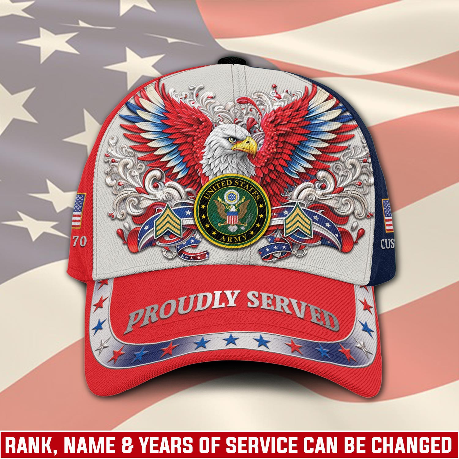 Cowgic Veterans U.S. Army Red Custom Printed Cap