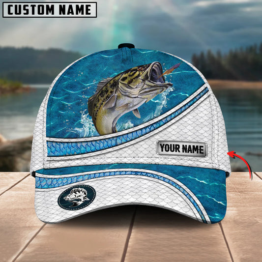 Cowgic Custom Name Black Bass Fishing Water Tornado 3D Classic Cap