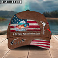 Cowgic Striped Bass Fishing US Flag Personalized Name Blue 3D Classic Cap