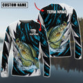 Cowgic Personalized Text Crappie Fishing Thunder Pattern 3D Long Sleeve Shirt