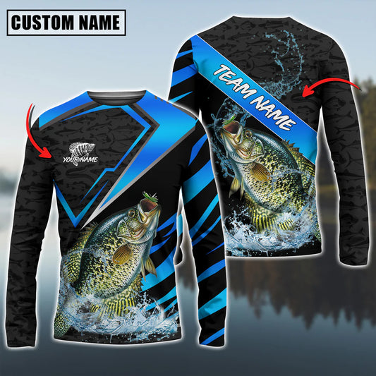 Cowgic Personalized Text Crappie Fishing Fish Pattern 3D Long Sleeve Shirt