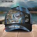Cowgic Catfish Fishing Personalized Name Blue 3D Classic Cap