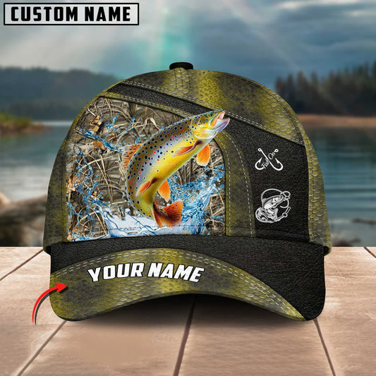 Cowgic Trout Fishing Personalized Name Blue 3D Classic Cap