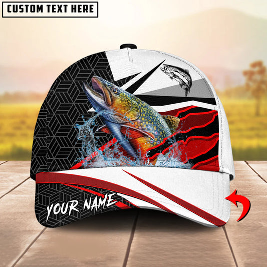 Cowgic Custom Name Trout Fishing Red White 3D Classic Cap