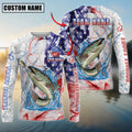 Cowgic Personalized Text Trout Fishing US Flag Pattern 3D Long Sleeve Shirt