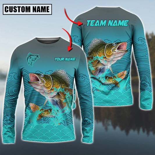 Cowgic Walleyes Fishing Personalized Name And Team Name 3D Long Sleeve Shirt