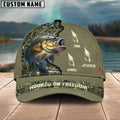 Cowgic Bass Fishing Hooked On Freedom Personalized Name Blue 3D Classic Cap