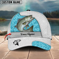 Cowgic Custom Name Striped Fishing White Blue Water 3D Classic Cap