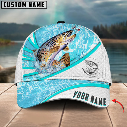 Cowgic Custom Name Trout Fishing Water Tornado 3D Classic Cap