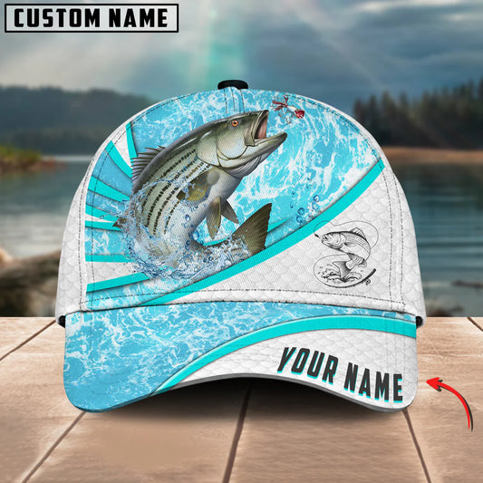 Cowgic Custom Name Striped Fishing Water Tornado 3D Classic Cap