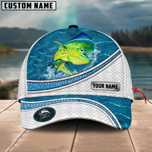 Cowgic Custom Name Mahi Fishing Blue Water Pattern 3D Classic Cap