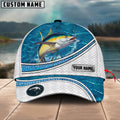 Cowgic Custom Name Tuna Fishing Blue Water Pattern 3D Classic Cap