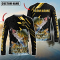 Cowgic Personalized Text Walleye Fishing Gold Black Pattern 3D Long Sleeve Shirt