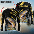Cowgic Personalized Text Trout Fishing Gold Black Pattern 3D Long Sleeve Shirt