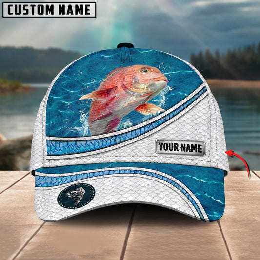 Cowgic Custom Name Red Snapper Fishing Water Tornado 3D Classic Cap