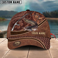 Cowgic Custom Name Catfish Fishing Carving Leather Pattern 3D Classic Cap