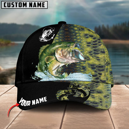 Cowgic Custom Name Bass Fishing Green 3D Classic Cap