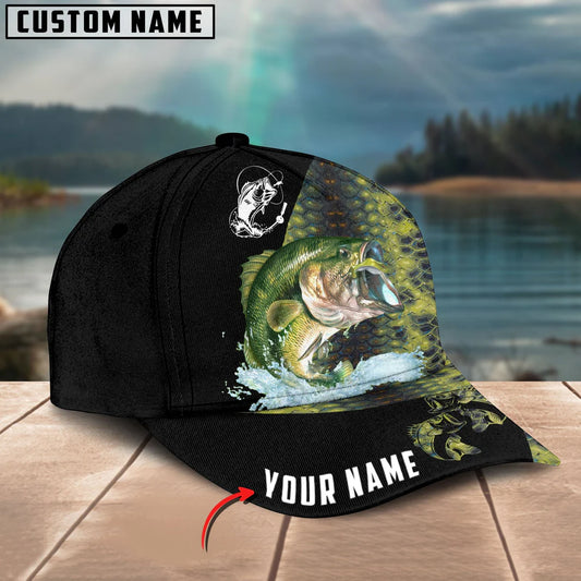Cowgic Custom Name Bass Fishing Green 3D Classic Cap