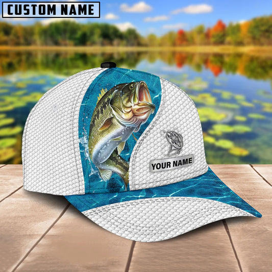 Cowgic Custom Name Bass Fishing Blue Water 3D Classic Cap