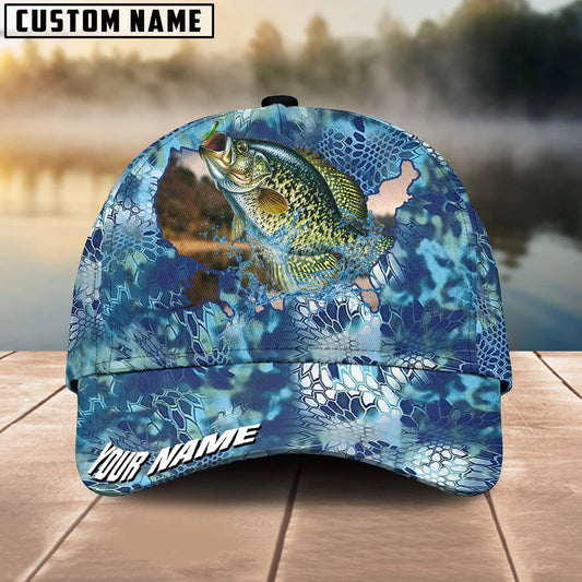 Cowgic Custom Name Crappie Fishing US Map Fish Skin Pattern 3D Classic Cap