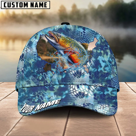 Cowgic Custom Name Trout Fishing US Map Fish Skin Pattern 3D Classic Cap